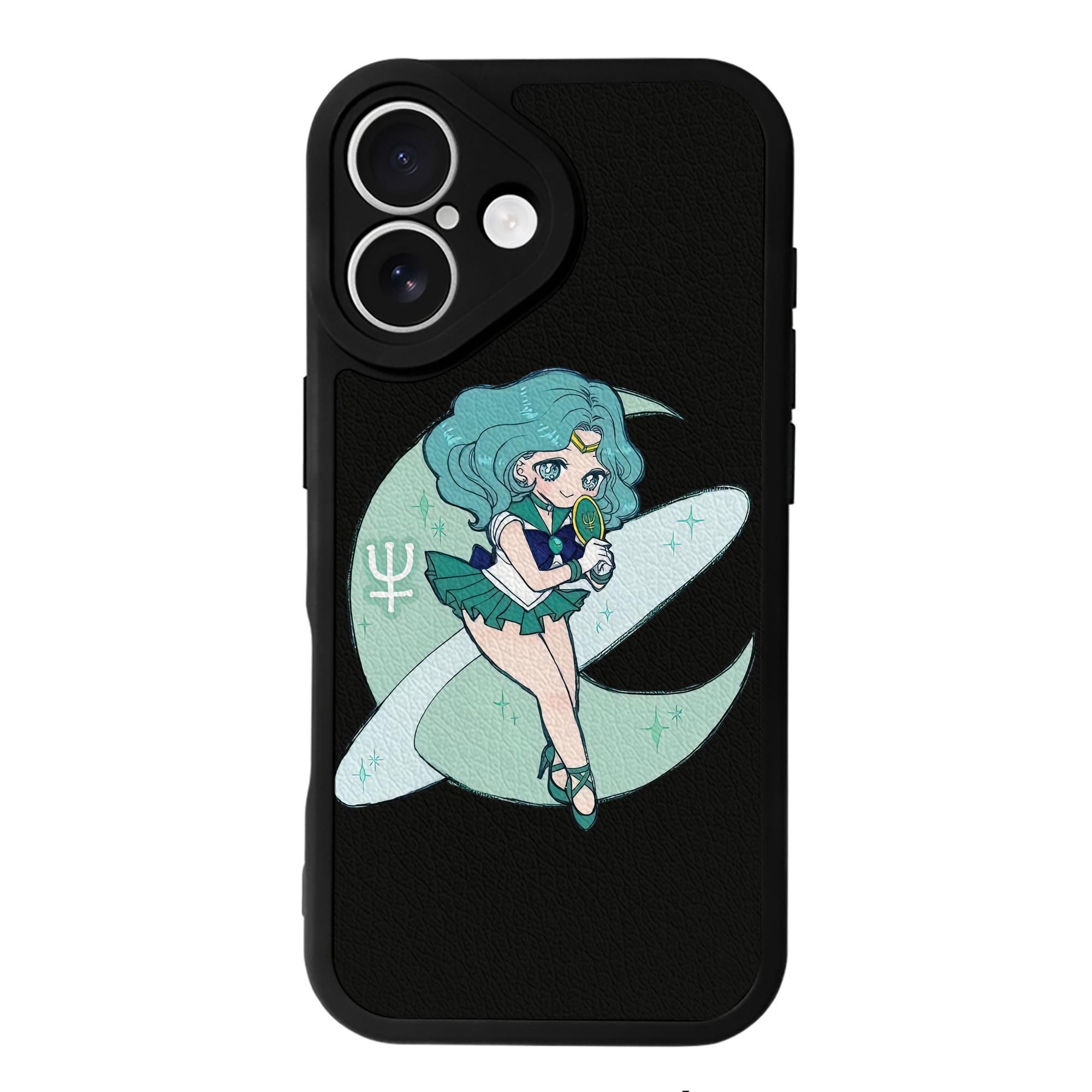 （画像用） 美少女戦士セーラームーン 海王 みちる（かいおう みちる） Sailor Moon Kaiou Michiru 【iPhone 16シリーズ対応】シリコンスマホケース（レザー調） 材質：シリコン